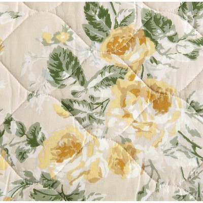 Laura Ashley King Gold and Beige Cotton Reversible Quilt Set