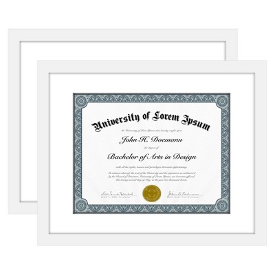 Americanflat Diploma Frame - 11x14 with 8.5x11 Mat for Diploma - Wood + Glass - 2 Pack