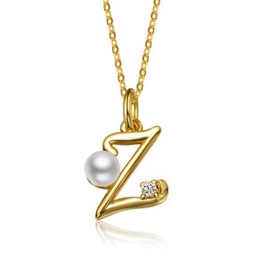 Personalized 14K Gold Plated Initial Pearl Pendant Necklace for all ages: A Charming gold Elegant Keepsake Gift - 1 of 3