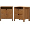 Galano Weiss 2-Drawer Amber Walnut Nightstand (22.7 in. H x 20.9 in. W x 15.7 in. D) (Set of 2) - 2 of 4