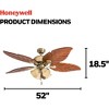 Honeywell Royal Palm 52" Tropical LED Ceiling Fan with Pull Chain, Aged Brass - 2 of 4