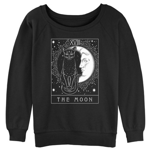 Junior's Lost Gods The Moon Black Cat Tarot Card Sweatshirt - image 1 of 4