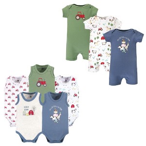Hudson Baby Infant Boy Cotton Bodysuits and Rompers, 8-Piece, Boy Farm Animals - 1 of 2