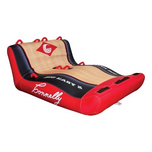 Connelly 67222482 Big Easy 2 Person 80 x 72 Inch Inflatable Pull Behind Boat Water Inner Tube w/ 2 Way Towing Technology and Safety Straps, Red - 1 of 4
