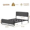 Full Size Metal Bed Frame with Curved Upholstered Headboard and Footboard, 10.3'' Underbed Space, No Box Spring Needed, Easy Assembly, Beige - 2 of 4
