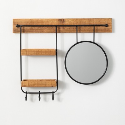 Sullivans Hanging Mirrored Modular Shelf 22"H Black