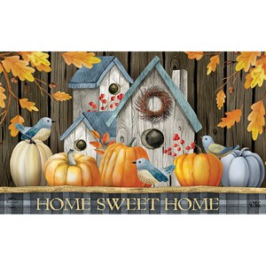 Briarwood Lane Rustic Fall Birdhouses Welcome Doormat Bluebirds Pumpkins Indoor Outdoor 30" x 18" - 1 of 4