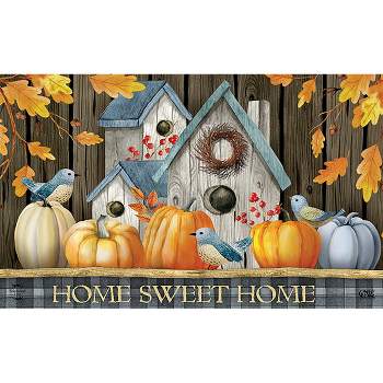 Briarwood Lane Rustic Fall Birdhouses Welcome Doormat Bluebirds Pumpkins Indoor Outdoor 30" x 18"