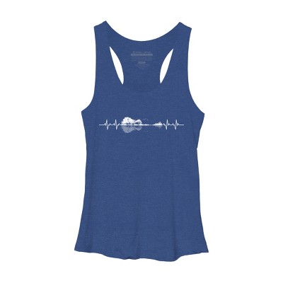 Women's Design By Humans Nature Guitar Heart Beat By Maryedenoa Racerback Tank Top