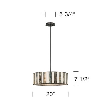 Tiffany-Inspired Black and White Striped Drum Pendant Light