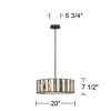 Robert Louis Tiffany Black Drum Pendant Chandelier 20" Wide Tiffany Style Black White Striped Art Glass Fixture for Kitchen - 4 of 4