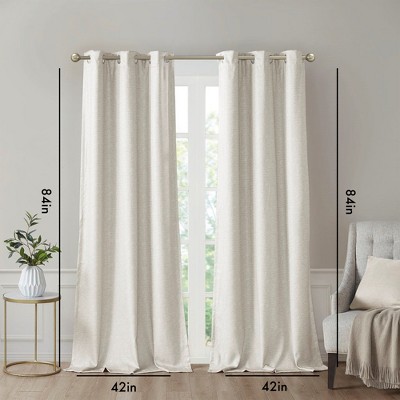 MAYEERTY 2 Pcs Window Panels Tonal Printed Faux Silk Total Blackout Curtain Panel Pair