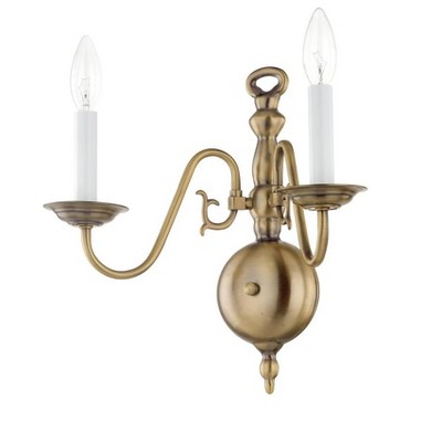 Williamsburgh Antique Brass 2-Light Dimmable Wall Sconce