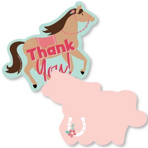 Big Dot of Happiness Run Wild Horses - Shaped Thank You Cards - Pony Birthday Party Thank You Note Cards with Envelopes - Set of 12 - 1 of 4