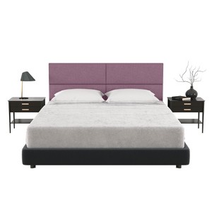 Jaxx Panelist Modern Padded Headboard – Set of 4 Wall Mounted Panels - Queen, Plum Microvelvet - 1 of 4