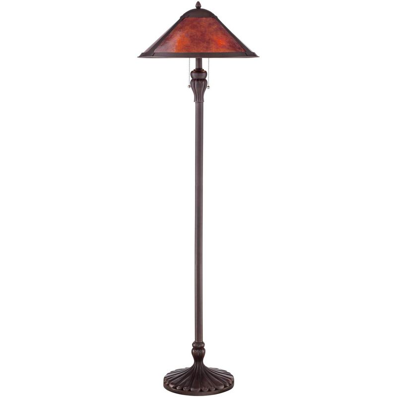 Regency Hill Capistrano Rustic Mission Floor Lamp Standing 57 1/2" Tall Bronze Metal Natural Mica Cone Shade for Living Room Bedroom Office House Home, 1 of 8