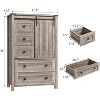 Farmhouse 5 Drawer Dresser with Sliding Barn Door, 48" Tall Wood Chest of Drawers with Adjustable Shelf, Storage Organizer for Bedroom - 2 of 4