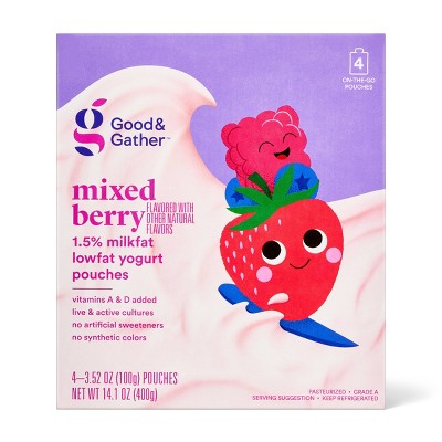 Mixed Berry Low Fat Kids' Yogurt Tubes - 1lbs/8ct - Good & Gather™