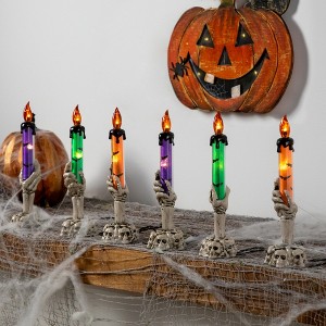 Northlight LED Lighted Skeleton Candle Halloween Decorations - 8.5" - Set of 6 - 1 of 4
