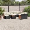 vidaXL 11 Piece Patio Sofa Set with Cushions Black Poly Rattan - Black and Cream - 2 of 4