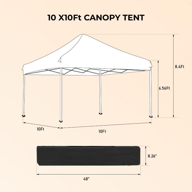 10x10ft Outdoor Patio Pop Up Gazebo Canopy with 4pcs Weight Sand Bag and Carry Bag - Maison Boucle, 3 of 7