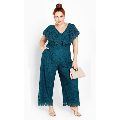 City Chic | Women's Plus Size Sylvia Jumpsuit - Teal - 20w : Target