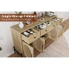 62" Large Sideboard with Storage and 3 Drawers, Self-Service Coffee Bar Storage Cabinet with 4 Glass Doors for Dining Room, Living Room, Kitchen - 3 of 4