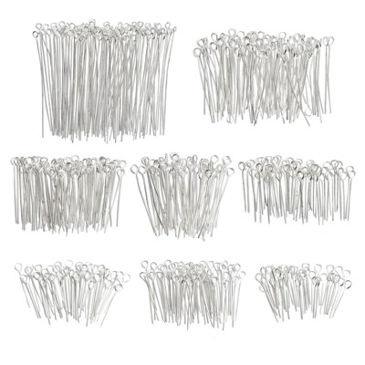 Bright Creations 1200 Piece 20 Gauge Finding Eye Pins Bulk for Jewelry Making, Sewing, and DIY Crafts (8 Different Lengths)