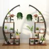 5 Tier Metal Plant Stand Indoor Half Moon Shape Ladder Display Rack, Rustic Brown - 2 of 4
