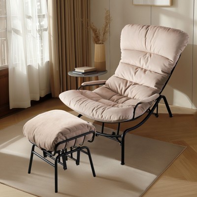 XIZZI Modern Rocking Chair with Ottoman, 6" Plush Cushion - 8 Colors (Brown, White, Gray, etc.) | Polyester & Iron | Space-Saving Design