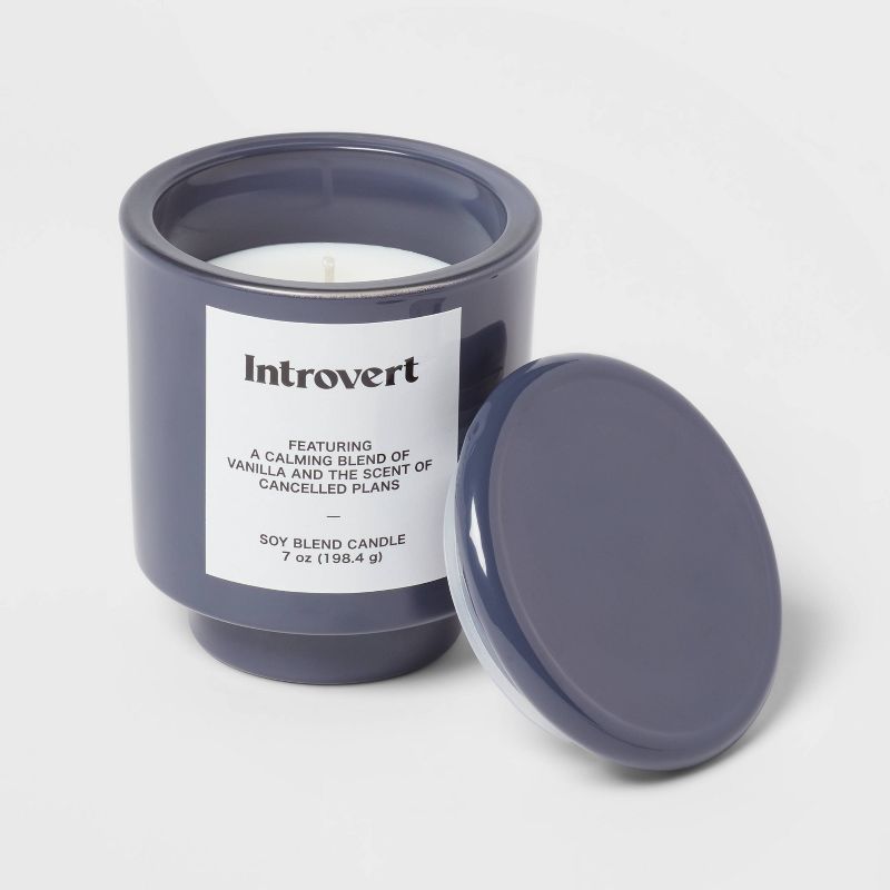 7oz Navy Exterior Painted Glass with Glass Lid Introvert Candle Blue - Opalhouse&#8482;, 4 of 8