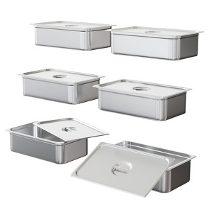 6-Piece Stainless Steel Hotel Pan Set – Commercial Grade Buffet & Food Storage Pans for Catering & Restaurant Use - 1 of 4