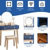Tangkula Vanity Table Set 3 Color LED Light Touch Screen Mirror w/ Stool Black/Navy - 4 of 4