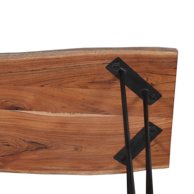 Natural Live Edge Acacia Wood and Metal Hairpin Console Table