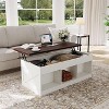 Farmhouse Lift Top Coffee Table with Hydraulic Height Adjustment – Multifunctional Adjustable End Table Featuring Hidden Storage Compartment - 3 of 4