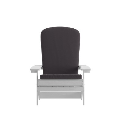 Set of 2 White Folding Adirondack Chairs with Gray Cushions