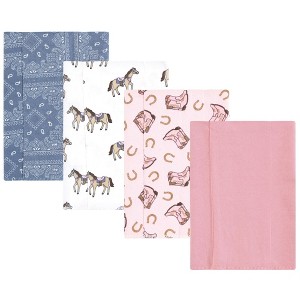 Luvable Friends Hudson Baby Flannel Burp Cloths 4pk Set - 1 of 2