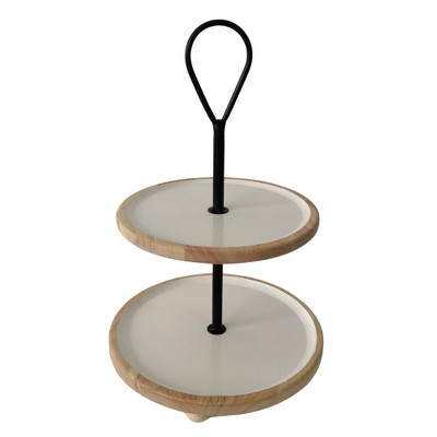 VIP Wood 16.34 in. Multicolor 2 Tier Tray with Loop