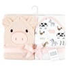 Hudson Baby Infant Girl Cotton Animal Face Hooded Towel, Pig 2-Pack, One Size - 2 of 4