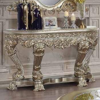 63" Danae Accent Table Champagne and Gold Finish - Acme Furniture