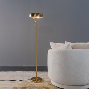 Tall Corner Floor Lamp – Gold & White, 110-120V Plug-In Standing Light for Living Room, Bedroom or Office - 1 of 4