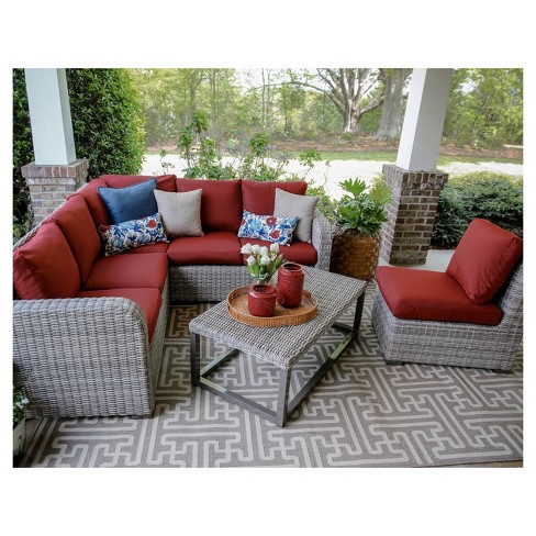 Forsyth 5pc All Weather Wicker Patio Corner Sectional Set