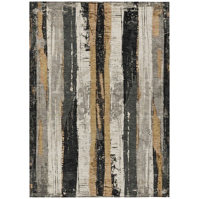 HomeRoots 10' X 14' Taupe And Gold Striped Washable Indoor Outdoor Area Rug