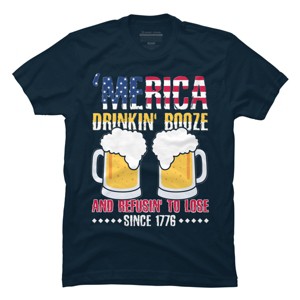 Men's Design By Humans July 4th America Drinkin' Booze And Refusin' To Lose Since 1776 By  T-Shirt - 1 of 2