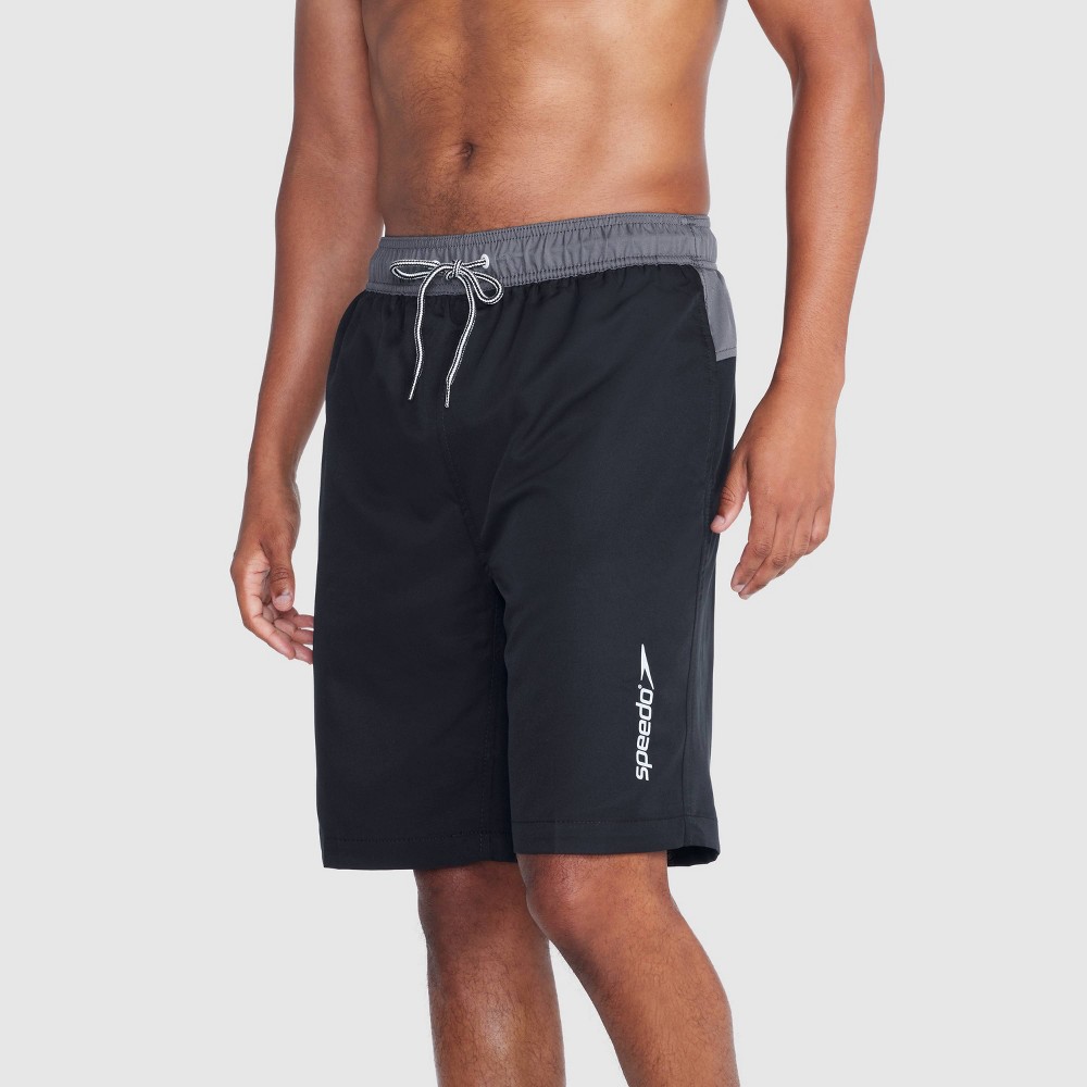 Photos - Swimwear Speedo Men's 9" Solid Swim Shorts - Black L 