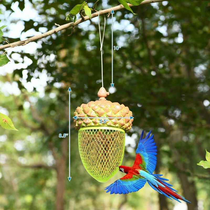 Costway Metal Acorn Wild Bird Feeder Outdoor Hanging Food Dispenser for Garden Yard, 3 of 11