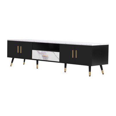NicBex TV Stands for 80 inch TV,Entertainment Center with 2 Cabinets and Open Compartments,TV Console for Living Room, Bedroom, Home
