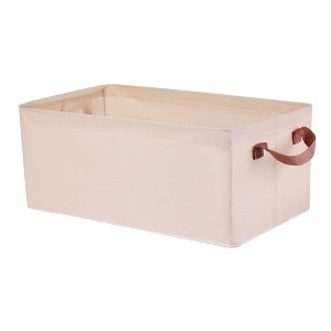 Unique Bargains Canvas Collapsible Storage Bins with Handles for Organizing Clothes Books - 1 of 4