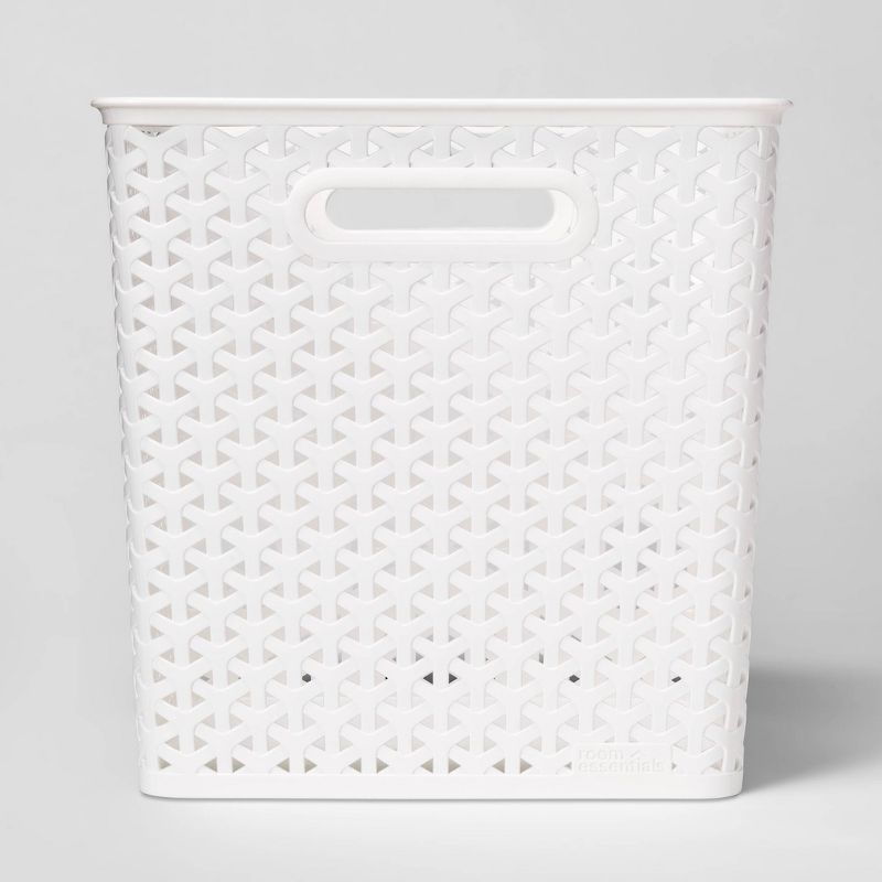 Y-Weave 11&#34; Cube Decorative Storage Basket White - Room Essentials&#8482;, 1 of 6