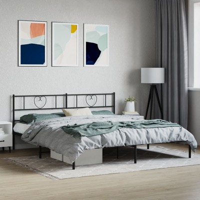 vidaXL Metal Bed Frame with Headboard Black 72 in.x83.9 in. California King